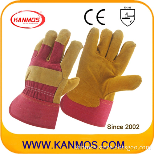 Industrial Safety Cowhide Split Leather Palm Work Gloves (110111)
